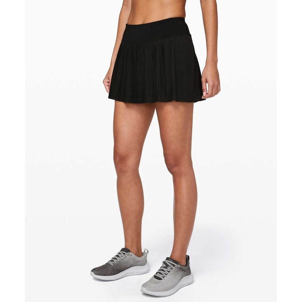 Lululemon Pleat To Street Skirt III Skort Shorts Black Size 4 Tennis Pickleball - Picture 7 of 16